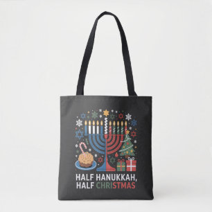 Bolsa Tote Meio Natal Half Hanukkah Christmukkah Funny