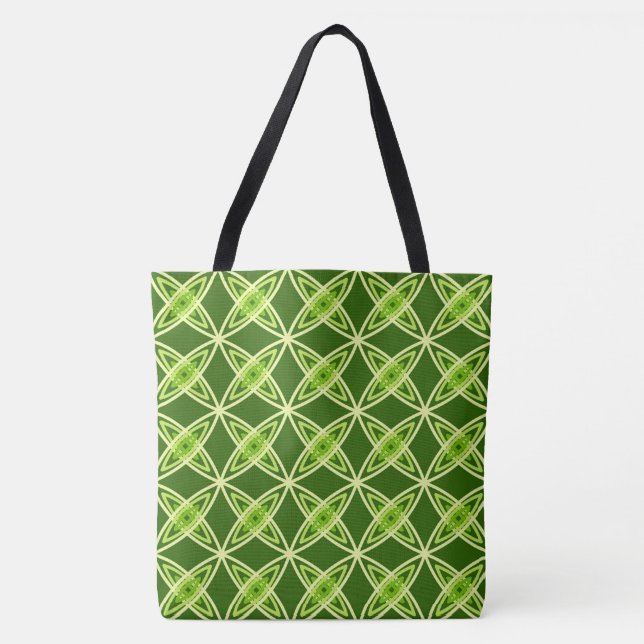 Bolsa Tote Meio século Atômica Moderno - Verde-Azul (Frente)