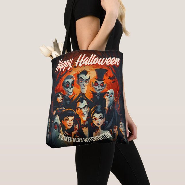 Bolsa Tote Meio século Estilo Figurinos e Cocktails Halloween (Close Up)