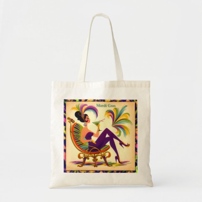 Bolsa Tote Meio século Mardi Gras Mulher De Um Martini (Frente)