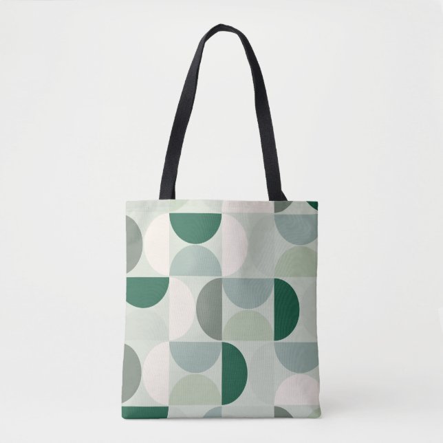 Bolsa Tote Meio século moderno Abstrato de padrão verde (Frente)