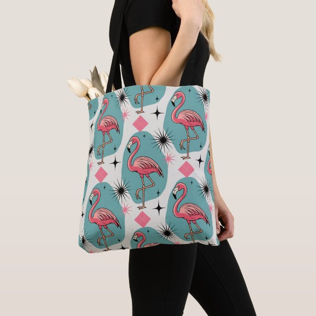 Bolsa Tote Meio século Retro Flamingo Pattern (Close Up)