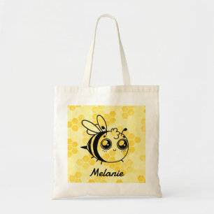 Bolsa Tote Mel Pastel Amarelo Abelha Fofa Personalizada