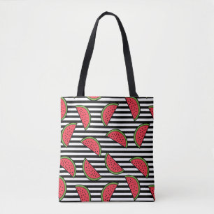 Bolsa Tote Melancia no teste padrão preto & branco das