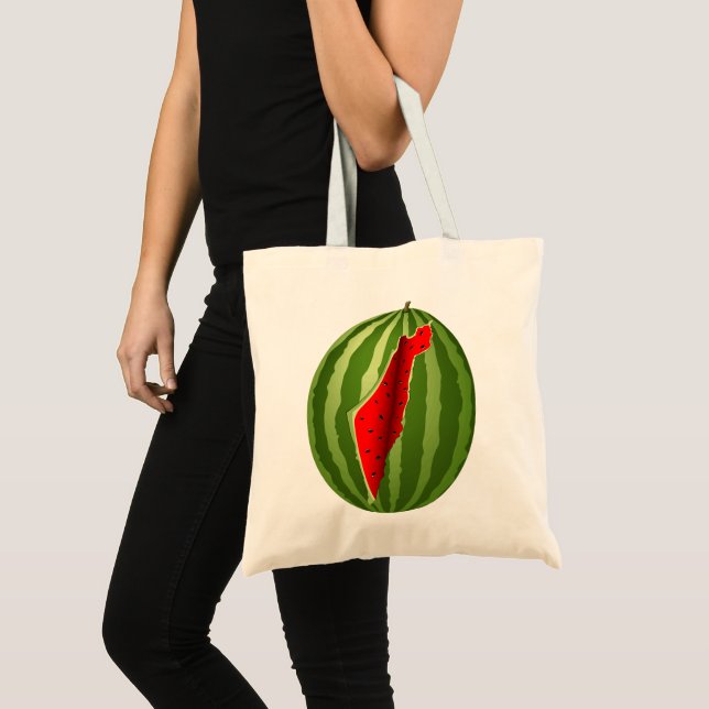 Bolsa Tote Melancia Palestina - Fatia de Mapa (Frente (produto))