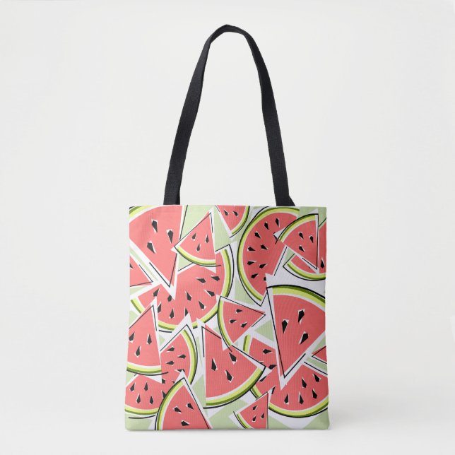 Bolsa Tote Melancia Saco verde, cor-de-rosa para trás (Frente)