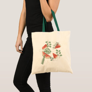 Bolsa Tote Melancias de Aquarela Verde Vermelha Melancias de