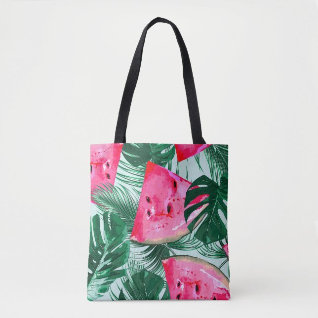 Bolsa Tote Melancias, palmeiras: tropicais sem costura (Frente)