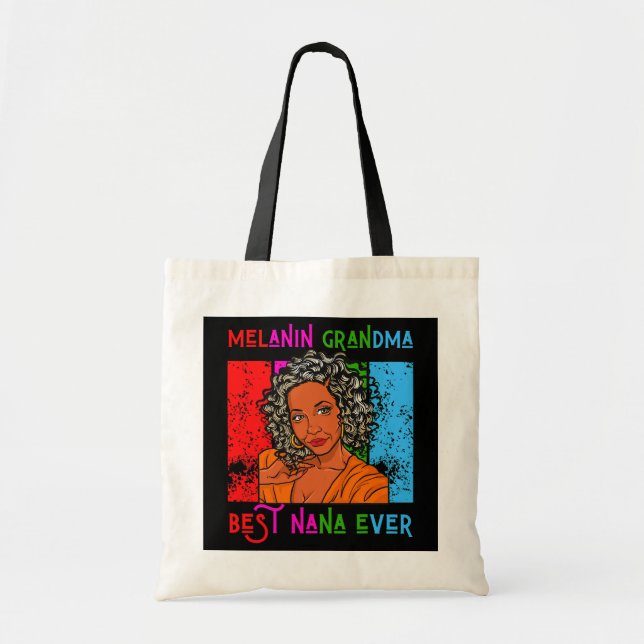 Bolsa Tote Melanin Grandma Best Nana Ever Dia de as mães (Frente)