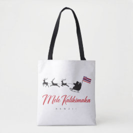 Bolsa Tote Mele Kalikimaka Christmas Santa with Hawaiian flag