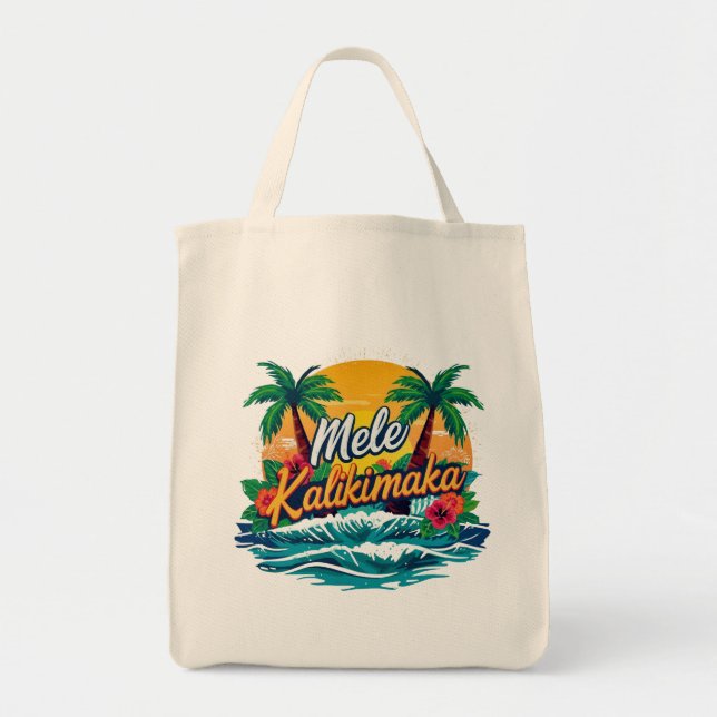 Bolsa Tote Mele Kalikimaka Natal tropical (Frente)