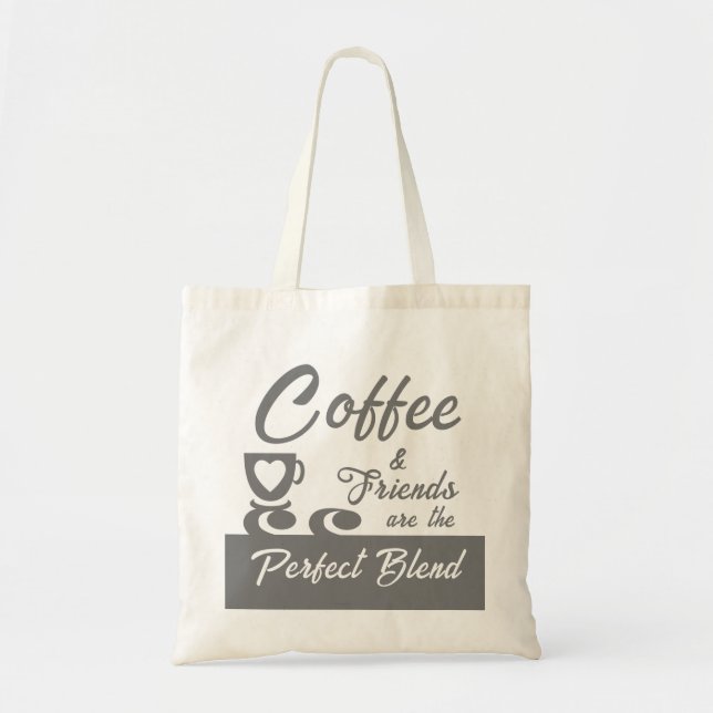 Bolsa Tote Melhor amiga cinza amante de café (Frente)