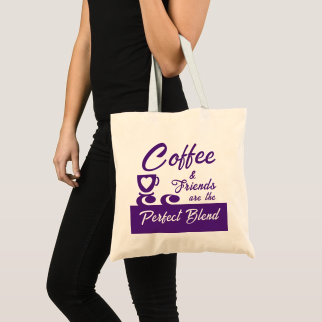 Bolsa Tote Melhor amigo amante de café roxo (Frente (produto))