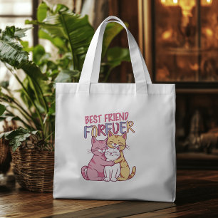 Bolsa Tote Melhor Amigo Para Sempre Tipografia de Gatos Fofos
