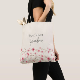 Bolsa Tote Melhor Avó do Mundo - Pastel Floral Personalizado