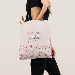 Bolsa Tote Melhor Avó do Mundo - Pastel Floral Personalizado