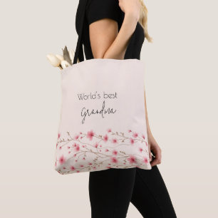 Bolsa Tote Melhor Avó do Mundo - Pastel Floral Personalizado