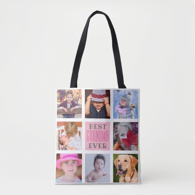 Bolsa Tote Melhor Avó Nunca | 8 Fotografia personalizada (Frente)