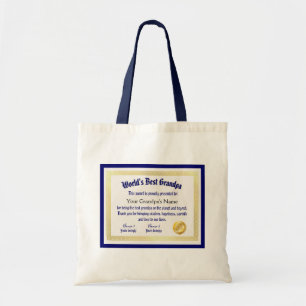 Bolsa Tote Melhor Certificado de Avô do Mundo Engraçado Moder