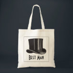 Bolsa Tote Melhor Chapéu Superior do Homem<br><div class="desc">Um design de chapéu de boi para o Melhor Homem na festa de casamento. Este item faz uma boa bolsa de favor para uma despedida de solteiro,  ou para outras ocasiões para obrigado o seu Melhor Homem durante as festas de casamento.</div>