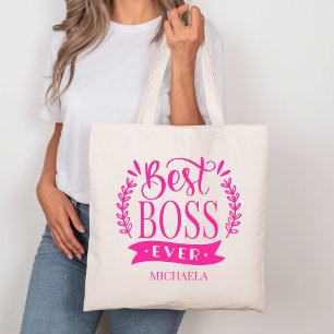 Bolsa Tote Melhor Chefe Alguma Vez Personalizada Wreath