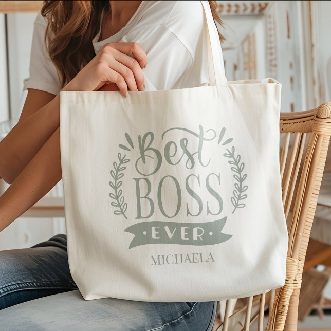 Bolsa Tote Melhor Chefe Alguma Vez Personalizada Wreath (Criador carregado)