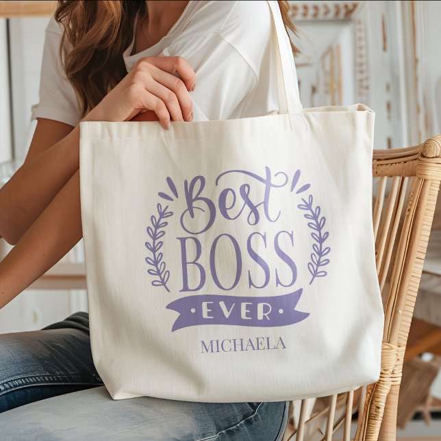 Bolsa Tote Melhor Chefe Alguma Vez Personalizada Wreath (Criador carregado)