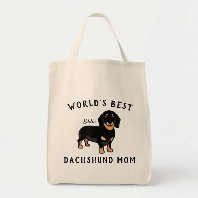 Bolsa Tote Melhor Dachshund Mãe Nome Personalizado de Cachorr (Frente)