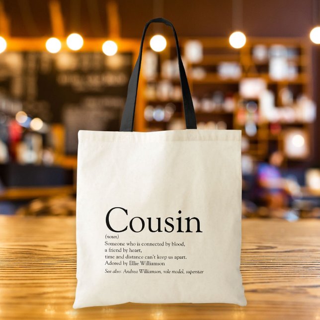 Bolsa Tote Melhor Definição de Primo do Mundo (World's Best Ever Cousin Definition Tote Bag)