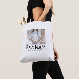 Bolsa Tote Melhor enfermeira adicionar nome de foto texto méd