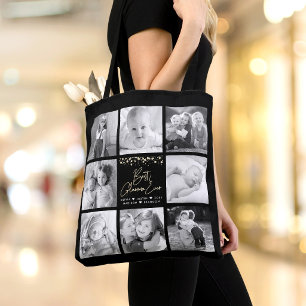 Bolsa Tote Melhor Glamma Ever 8 Fotocolagem Dourada Glitter C