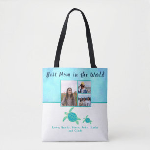 Bolsa Tote Melhor Mãe 3 Foto Blu Watercolor Sea Turtle