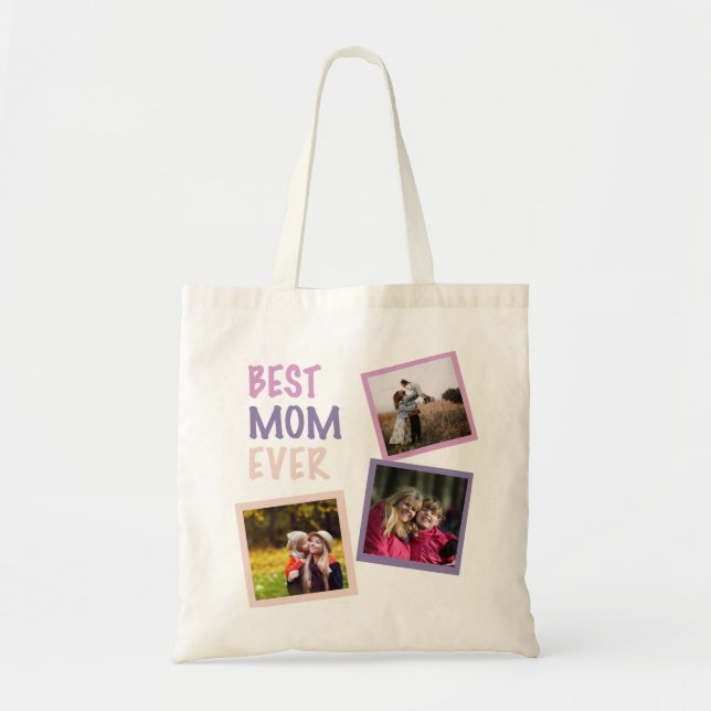 Bolsa Tote Melhor Mãe Alguma Vez Colagem de Fotos Pastel Pers (Frente)