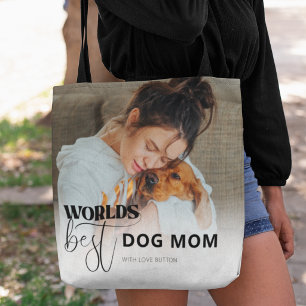 Bolsa Tote Melhor Mãe de Cachorro do Mundo Foto Personalizada