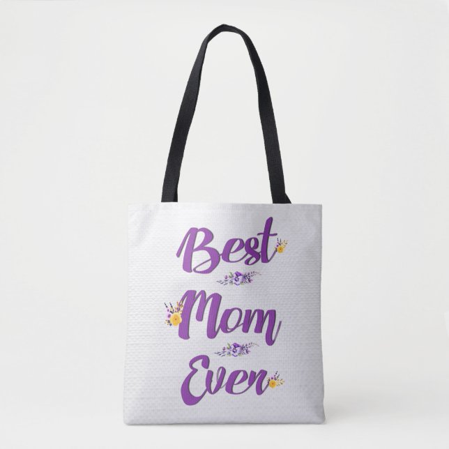 Bolsa Tote Melhor Mãe De Design Floral (Frente)