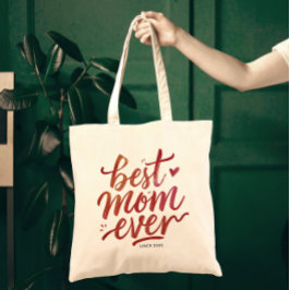 Bolsa Tote Melhor Mãe de Todas Simples Moderno Chique Caligra