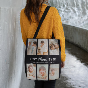 Bolsa Tote Melhor Mãe de Todos os Tempos 6 Colagem de Fotos P