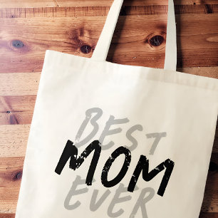 Bolsa Tote Melhor Mãe de Todos os Tempos Moderno Grunge Preto