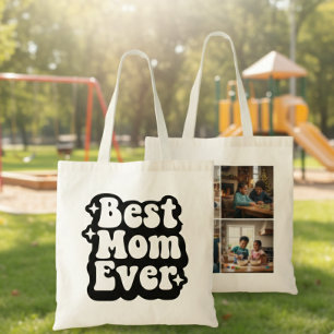 Bolsa Tote Melhor Mãe de Todos os Tempos Retro Groovy 4 Colag