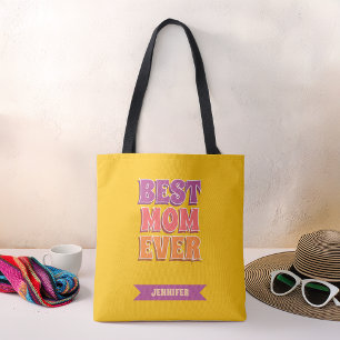 Bolsa Tote Melhor Mãe de Todos os Tempos Retro Nome Personali