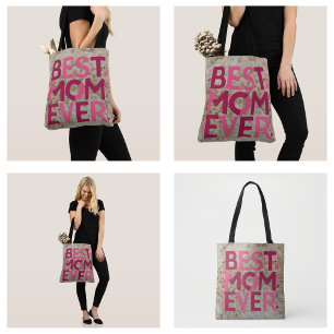 Bolsa Tote Melhor Mãe de Todos os Tempos Rosa Fofa