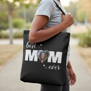 Bolsa Tote Melhor Mãe do Mundo Coração Foto Dia das Mães Pret