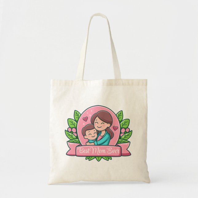 Bolsa Tote Melhor Mãe do Mundo, Mãe e Filho, Personalizado (Frente)