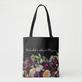 Bolsa Tote Melhor Mãe Escuro e Elegante - Moody Floral