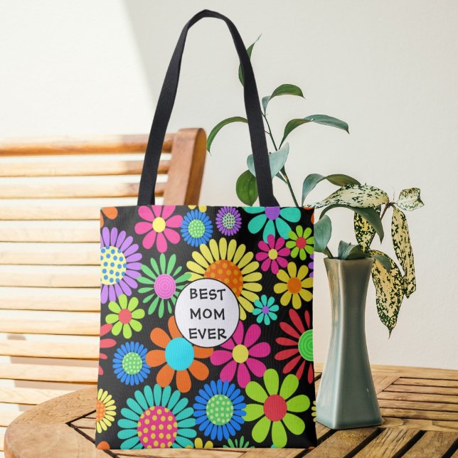 Bolsa Tote Melhor Mãe Floral (Criador carregado)