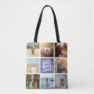 Bolsa Tote Melhor Mãe Já Personalizada Colagem de Fotos Mui