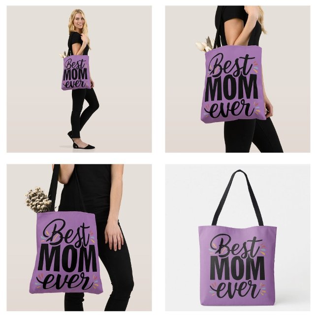 Bolsa Tote Melhor Mãe Na moda Dia de as mães Feliz (Best Mom Ever Stylish Happy Mother's Day Tote Bags)