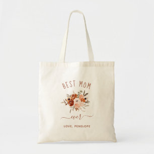 Bolsa Tote Melhor Mãe Nunca Boho Terracotta Floral