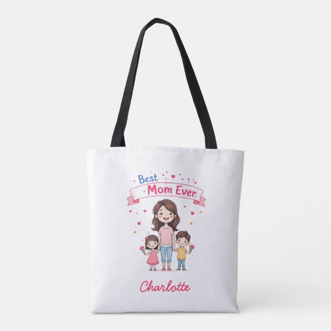 Bolsa Tote Melhor Mãe Nunca | Mãe Personalizada Sentimental (Verso)