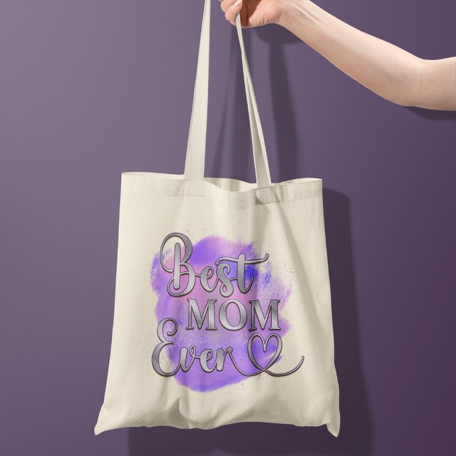 Bolsa Tote Melhor Mãe Nunca Roxo E Tipografia De Lata De Prat (Criador carregado)